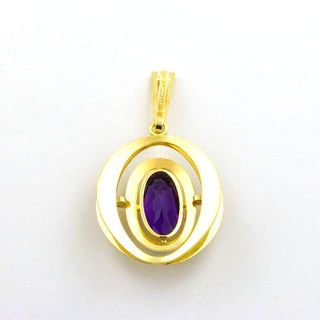 Anhänger aus 585 Gelbgold mit Amethyst, nachhaltiger second hand Schmuck perfekt aufgearbeitet