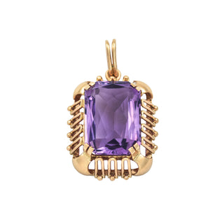 Anhänger aus 585 Gelbgold mit Amethyst, nachhaltiger second hand Schmuck perfekt aufgearbeitet