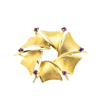 Anhänger aus 585 Gelbgold mit Amethyst, nachhaltiger second hand Schmuck perfekt aufgearbeitet