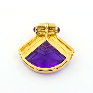 Anhänger aus 585 Gelbgold mit Amethyst, Diamant und Rubin, nachhaltiger second hand Schmuck perfekt aufgearbeitet