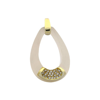 Anhänger aus 585 Gelbgold mit Bergkristall und Diamant, nachhaltiger second hand Schmuck perfekt aufgearbeitet