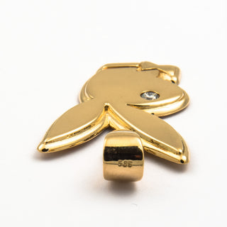 Anhänger Bunny aus 585 Gelbgold mit Brillant, nachhaltiger second hand Schmuck perfekt aufgearbeitet