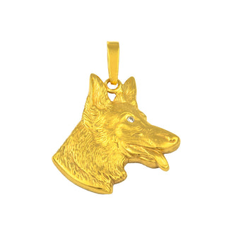 Anhänger Hund aus 585 Gelbgold mit Brillant, nachhaltiger second hand Schmuck perfekt aufgearbeitet