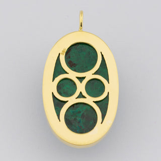 Anhänger aus 585 Gelbgold mit Chrysokoll, nachhaltiger second hand Schmuck perfekt aufgearbeitet