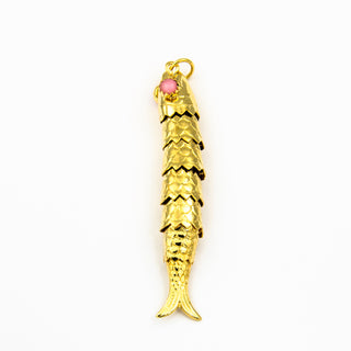 Anhänger Fisch aus 585 Gelbgold mit Glas, nachhaltiger second hand Schmuck perfekt aufgearbeitet