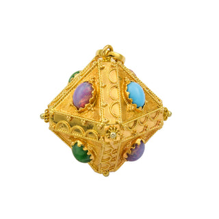 Anhänger aus 750 Gelbgold mit Glas, nachhaltiger second hand Schmuck perfekt aufgearbeitet