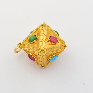 Anhänger aus 750 Gelbgold mit Glas, nachhaltiger second hand Schmuck perfekt aufgearbeitet