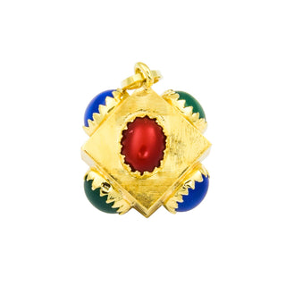 Anhänger Würfel aus 585 Gelbgold mit Glas, nachhaltiger second hand Schmuck perfekt aufgearbeitet