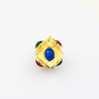 Anhänger Würfel aus 585 Gelbgold mit Glas, nachhaltiger second hand Schmuck perfekt aufgearbeitet