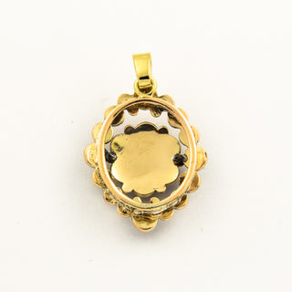 Anhänger aus 585 Gelbgold mit Granat, nachhaltiger second hand Schmuck perfekt aufgearbeitet