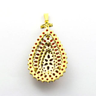 Granatanhänger aus 585 Gelbgold, nachhaltiger second hand Schmuck perfekt aufgearbeitet