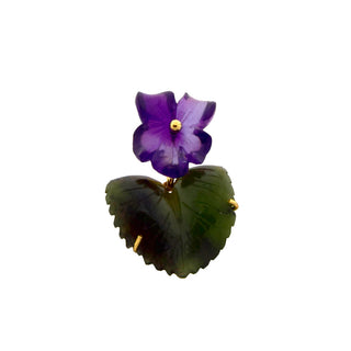 Anhänger aus 750 Gelbgold mit Jade und Amethyst, nachhaltiger second hand Schmuck perfekt aufgearbeitet