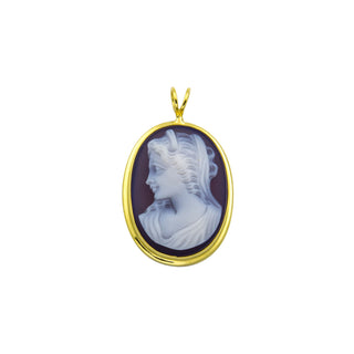 Anhänger Damenkopf aus 585 Gelbgold mit Kamee/Gemme, nachhaltiger second hand Schmuck perfekt aufgearbeitet