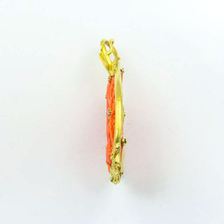 Korallenanhänger Phoenix aus 750 Gelbgold mit Brillant, nachhaltiger second hand Schmuck perfekt aufgearbeitet