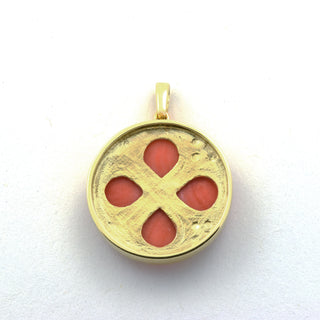 Korallenanhänger aus 585 Gelbgold mit Diamant, nachhaltiger second hand Schmuck perfekt aufgearbeitet