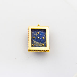 Anhänger aus 583 Gelbgold mit Lapislazuli und Diamant, nachhaltiger second hand Schmuck perfekt aufgearbeitet
