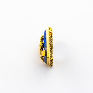 Anhänger aus 583 Gelbgold mit Lapislazuli und Diamant, nachhaltiger second hand Schmuck perfekt aufgearbeitet