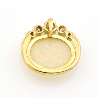 Anhänger aus 750 Gelbgold mit Opal und Brillant, nachhaltiger second hand Schmuck perfekt aufgearbeitet