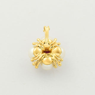 Perlenanhänger aus 750 Gelbgold mit Rubin, nachhaltiger second hand Schmuck perfekt aufgearbeitet