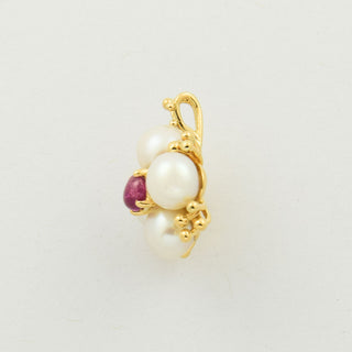 Perlenanhänger aus 750 Gelbgold mit Rubin, nachhaltiger second hand Schmuck perfekt aufgearbeitet