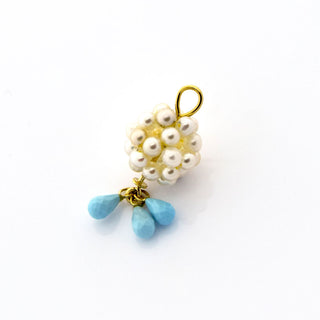 Perlenanhänger aus 750 Gelbgold mit Türkis, nachhaltiger second hand Schmuck perfekt aufgearbeitet