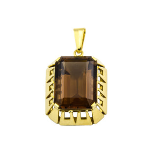 Anhänger aus 585 Gelbgold mit Rauchquarz, nachhaltiger second hand Schmuck perfekt aufgearbeitet