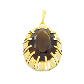 Anhänger aus 585 Gelbgold mit Rauchquarz, nachhaltiger second hand Schmuck perfekt aufgearbeitet