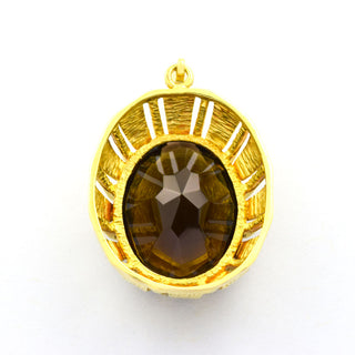 Anhänger aus 585 Gelbgold mit Rauchquarz, nachhaltiger second hand Schmuck perfekt aufgearbeitet