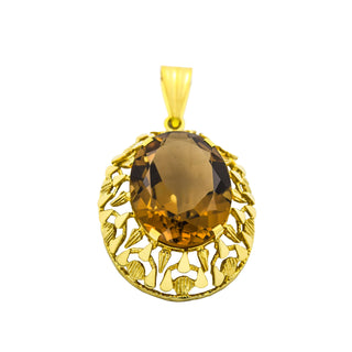 Anhänger aus 585 Gelbgold mit Rauchquarz, nachhaltiger second hand Schmuck perfekt aufgearbeitet