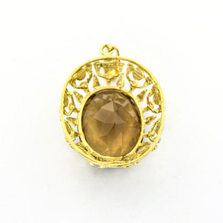Anhänger aus 585 Gelbgold mit Rauchquarz, nachhaltiger second hand Schmuck perfekt aufgearbeitet