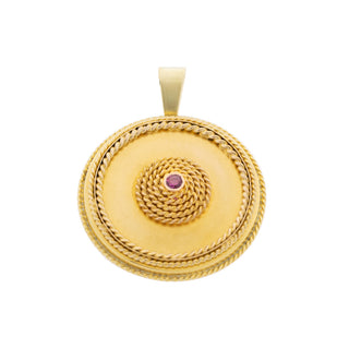 Rubinanhänger aus 585 Gelbgold, nachhaltiger second hand Schmuck perfekt aufgearbeitet