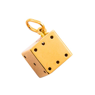 Anhänger Würfel aus 750 Rosegold, nachhaltiger second hand Schmuck perfekt aufgearbeitet