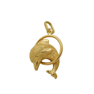Anhänger Delphin aus 585 Gelbgold, nachhaltiger second hand Schmuck perfekt aufgearbeitet