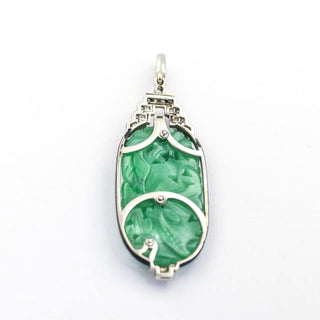 Anhänger aus 950 Platin mit Jade und Diamant, nachhaltiger second hand Schmuck perfekt aufgearbeitet