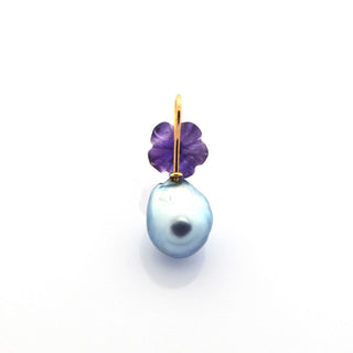 Perlenanhänger Blüte aus 585 Rotgold mit Amethyst, nachhaltiger second hand Schmuck perfekt aufgearbeitet