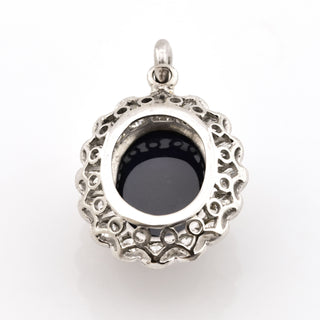 Saphiranhänger aus 750 Weißgold/Platin mit Brillant, nachhaltiger second hand Schmuck perfekt aufgearbeitet