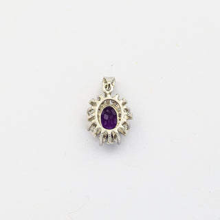 Anhänger aus 585 Weißgold mit Amethyst und Diamant, nachhaltiger second hand Schmuck perfekt aufgearbeitet