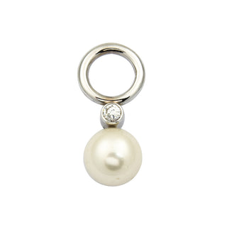 G. Körsgen Anhänger aus 750 Weißgold mit Perle und Brillant, nachhaltiger second hand Schmuck perfekt aufgearbeitet