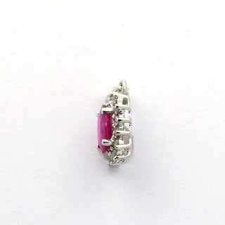 Rubinanhänger aus 750 Weißgold mit Brillant, nachhaltiger second hand Schmuck perfekt aufgearbeitet