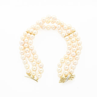 Perlenarmband aus 585 Gelb- und Weißgold mit Perle, nachhaltiger second hand Schmuck perfekt aufgearbeitet