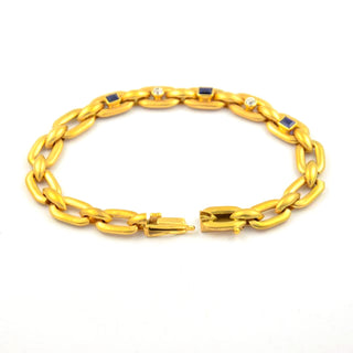 Saphirarmband aus 585 Gelb- und Rotgold mit Diamant, nachhaltiger second hand Schmuck perfekt aufgearbeitet