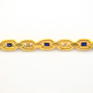 Saphirarmband aus 585 Gelb- und Rotgold mit Diamant, nachhaltiger second hand Schmuck perfekt aufgearbeitet