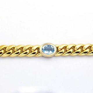 Quinn Armband aus 585 Gelb- und Weißgold mit Aquamarin, nachhaltiger second hand Schmuck perfekt aufgearbeitet