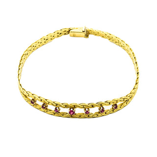 Rubinarmband aus 585 Gelb- und Weißgold, nachhaltiger second hand Schmuck perfekt aufgearbeitet