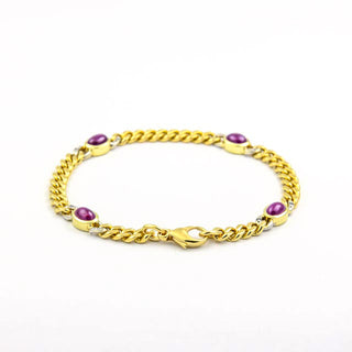 Armband aus 585 Gelb- und Weißgold mit Rubin und Brillant, nachhaltiger second hand Schmuck perfekt aufgearbeitet