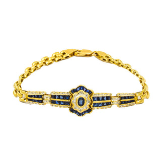Armband aus 750 Gelb- und Weißgold mit Saphir und Diamant, nachhaltiger second hand Schmuck perfekt aufgearbeitet