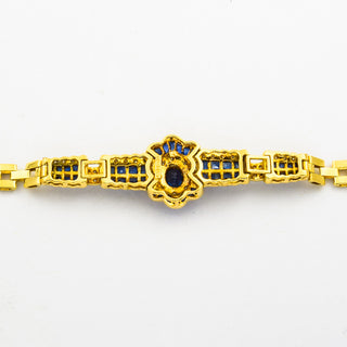 Armband aus 750 Gelb- und Weißgold mit Saphir und Diamant, nachhaltiger second hand Schmuck perfekt aufgearbeitet