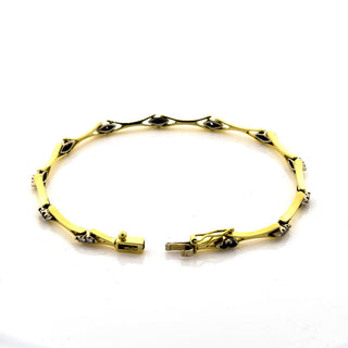 Saphirarmband aus 750 Gelb- und Weißgold mit Diamant, nachhaltiger second hand Schmuck perfekt aufgearbeitet