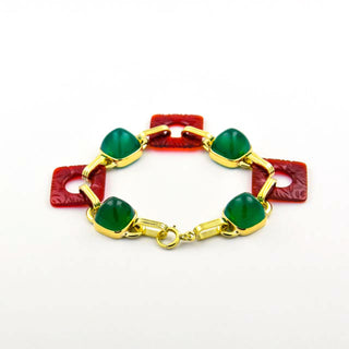 Armband aus 585 Gelbgold mit Achat und Karneol, nachhaltiger second hand Schmuck perfekt aufgearbeitet