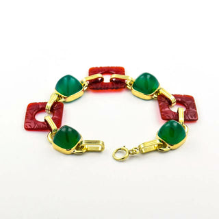 Armband aus 585 Gelbgold mit Achat und Karneol, nachhaltiger second hand Schmuck perfekt aufgearbeitet